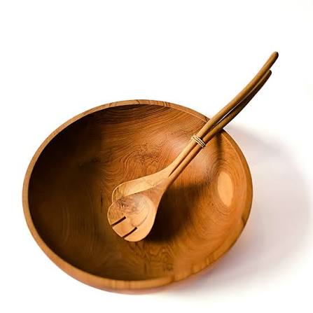 Carved Wooden Serving Bowl