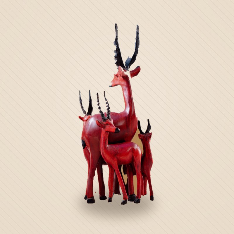 Red Antelope Family Sculpture